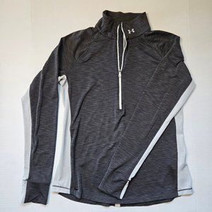 Under Armour gray/white midweight, fleece-lined 1/4 pullover, women's Large